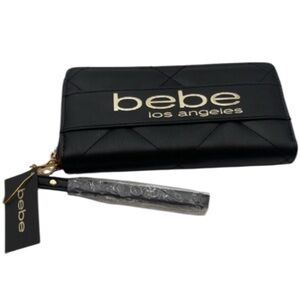 BEBE Los Angeles Vivian Wristlet Zip Around Tri-Fold Wallet